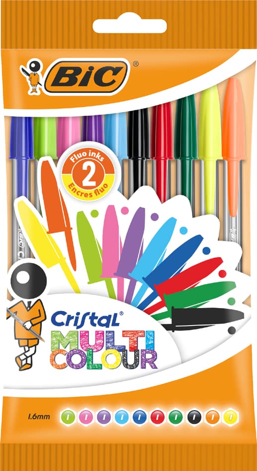Bic Kugelschreiber Cristal Large Multicolor, 10er Beutel
