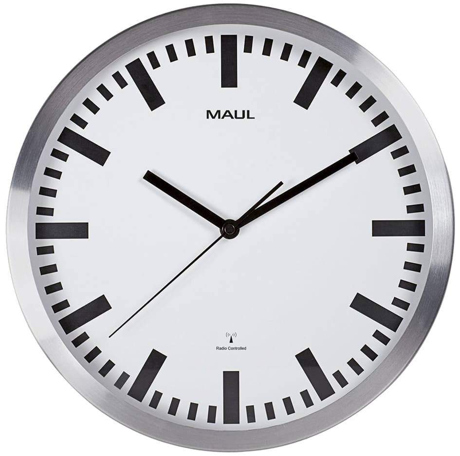 Maul Wanduhr/Funkuhr Maulpilot, Durchmesser: 300 Mm, Silber