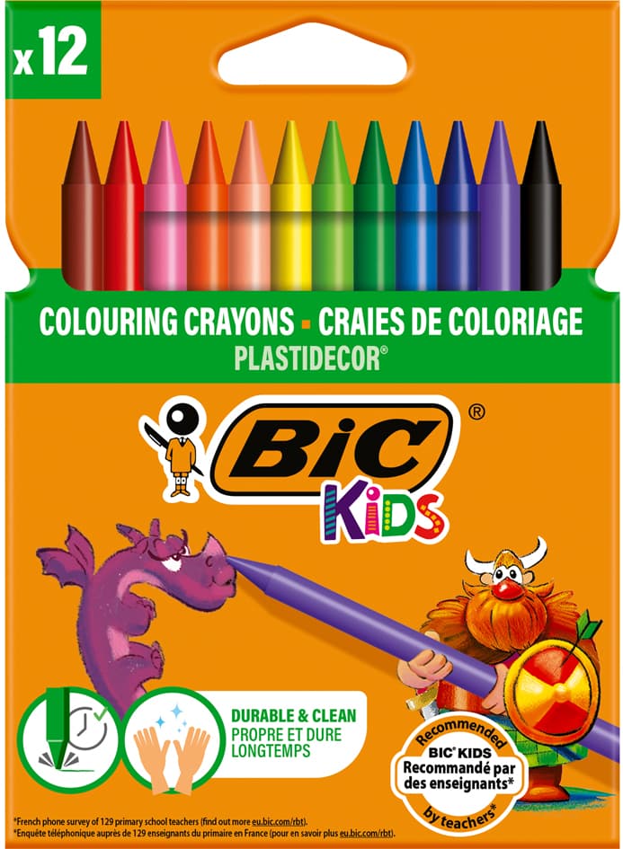 Bic Kids Wachsmalkreide Plastidecor, 12er Kartonetui