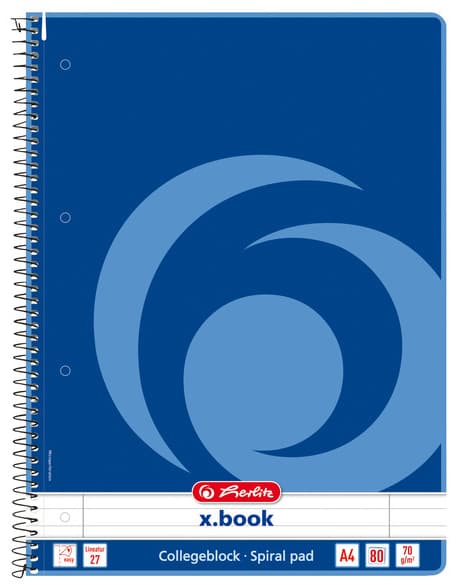 Herlitz Collegeblock X.Book, Din A4, 80 Blatt, Kariert