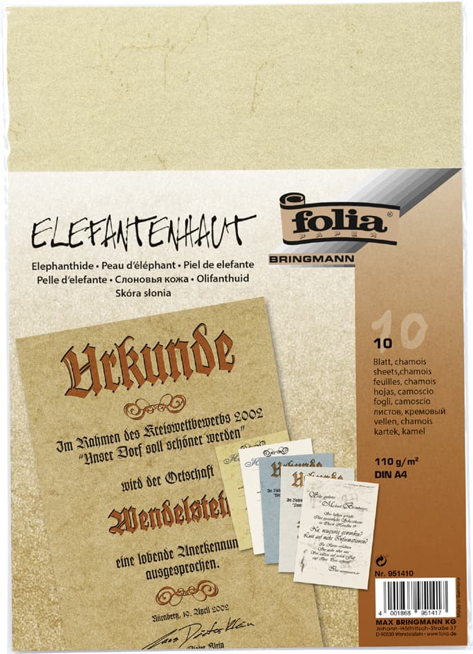 Folia Elefantenhaut, Din A4, 110 G/Qm, Chamois, 10 Blatt