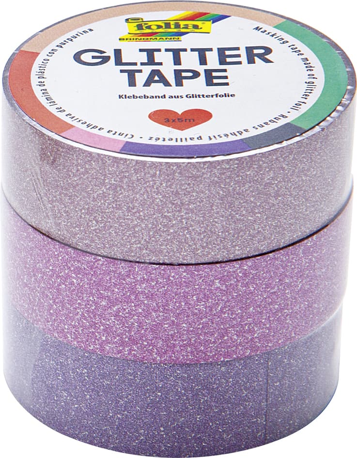 Folia Deko-Klebeband , Glitter Tape, , Rosa/Pink/Lila