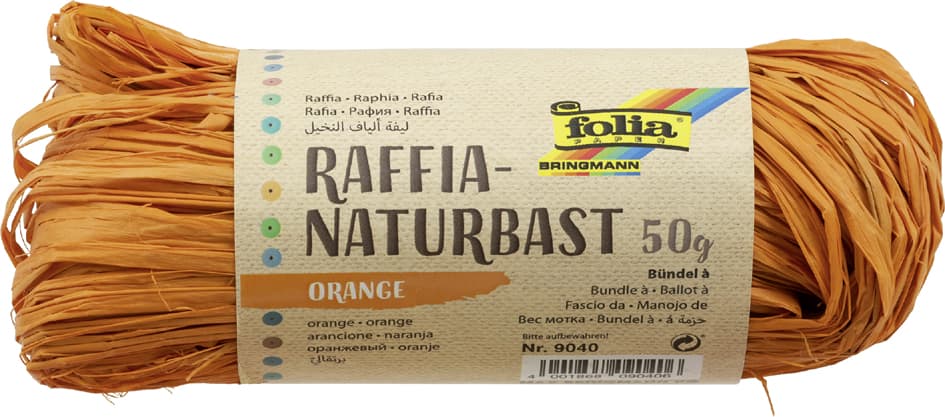 Folia Raffia-Naturbast, 50 G, Orange