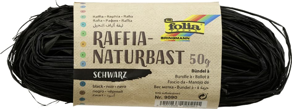 Folia Raffia-Naturbast, 50 G, Schwarz