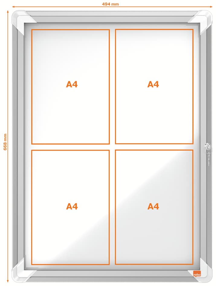 Nobo Schaukasten Premium Plus, Metall-Rückwand, 4 X Din A4