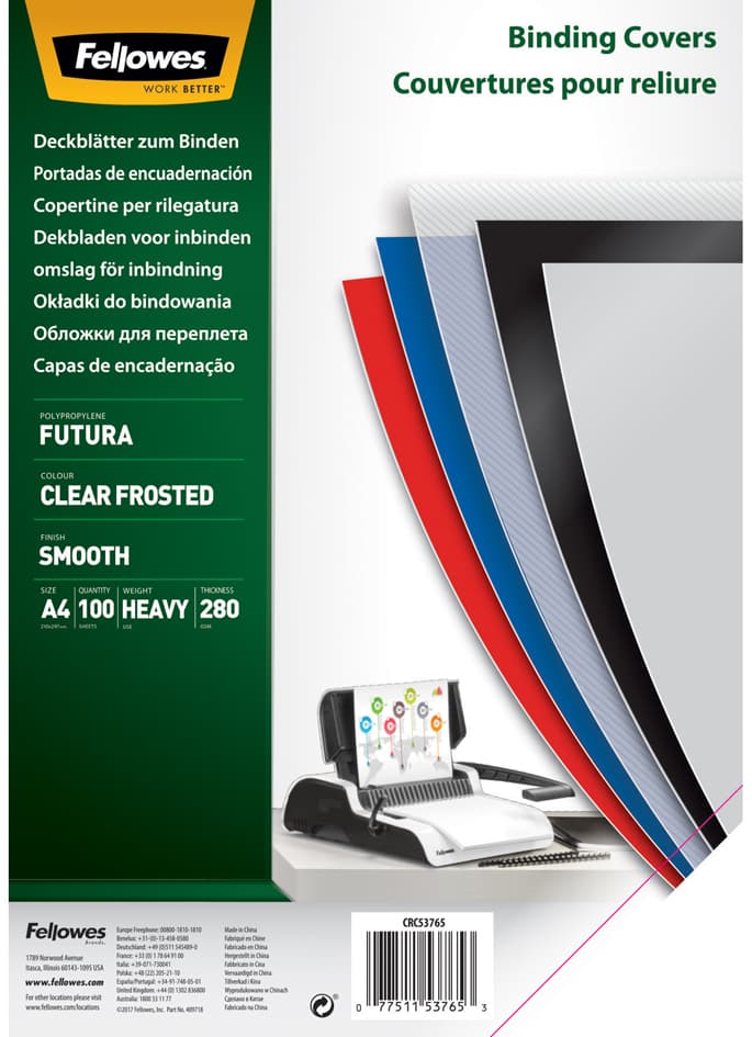 Fellowes Deckblatt Futura, Din A4, Transparent, Matt, Aus Pp