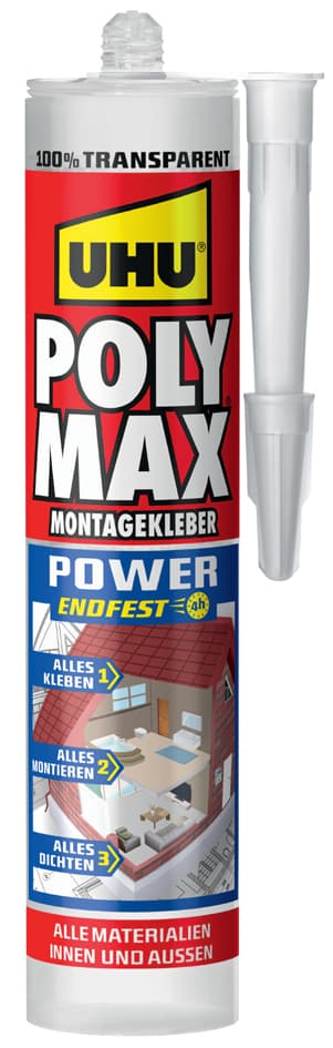 Uhu Montagekleber Polymax Power Endfest, Transparent, 300 G