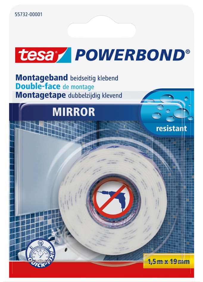 Tesa Powerbond Montageband Für Spiegel, 19 Mm X 1,5 M