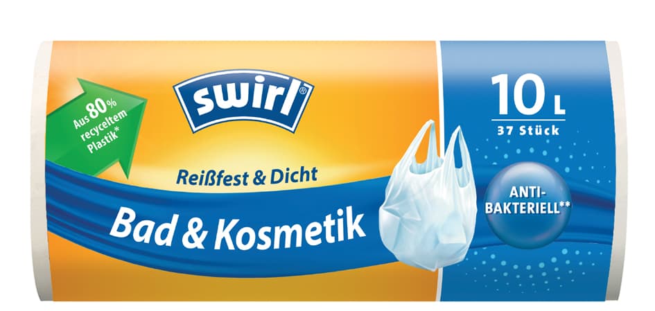 Swirl Mülleimerbeutel, Mit Tragegriff, Transparent, 10 Liter