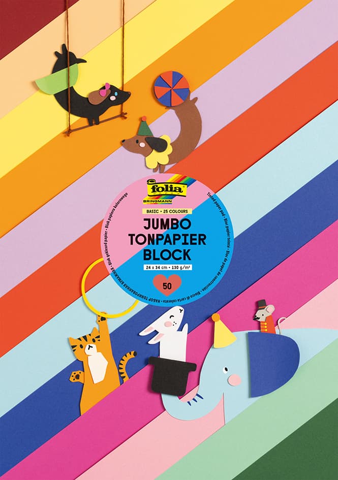 Folia Jumbo-Tonpapierblock, (B)240 X (H)340 Mm, 130 G/Qm