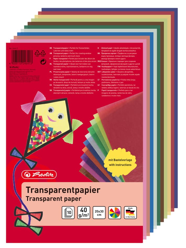 Herlitz Transparentpapier, 200 X 300 Mm, Inhalt: 10 Blatt