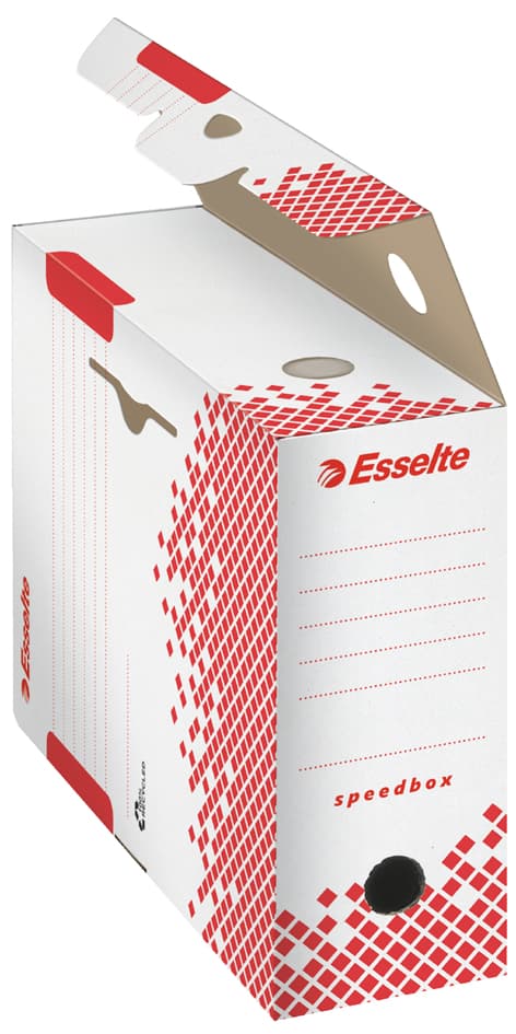 Esselte Archiv-Schachtel Speedbox, Din A4, Weiß/Rot,(B)100mm