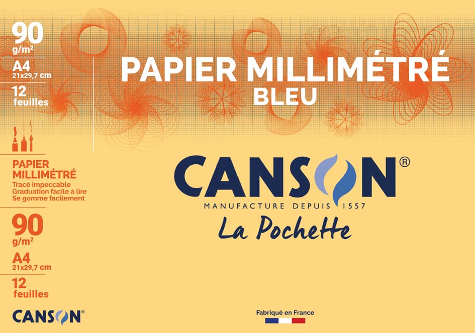 Canson Millimeterpapier, Din A4, 90 G/Qm, Farbe: Blau