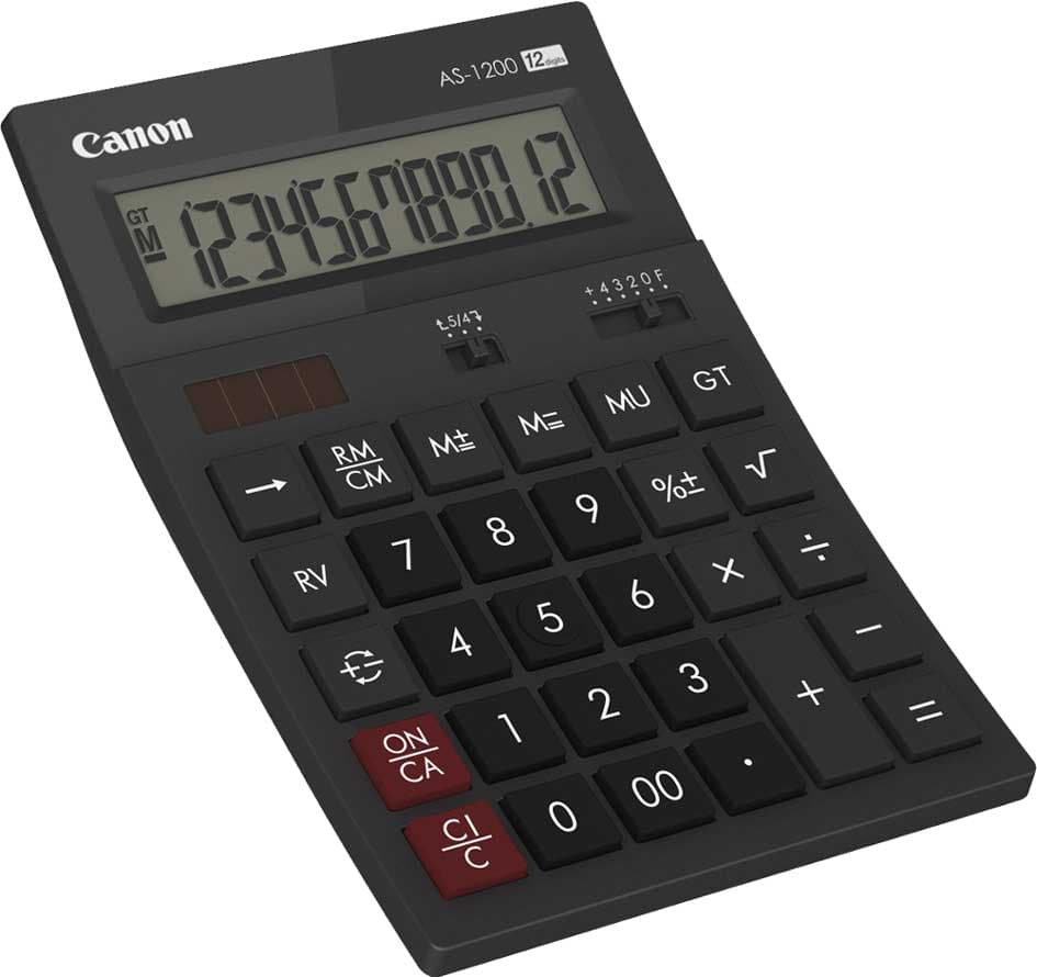 Canon Tischrechner As-1200, Solar-/ Batteriebetrieb, Schwarz