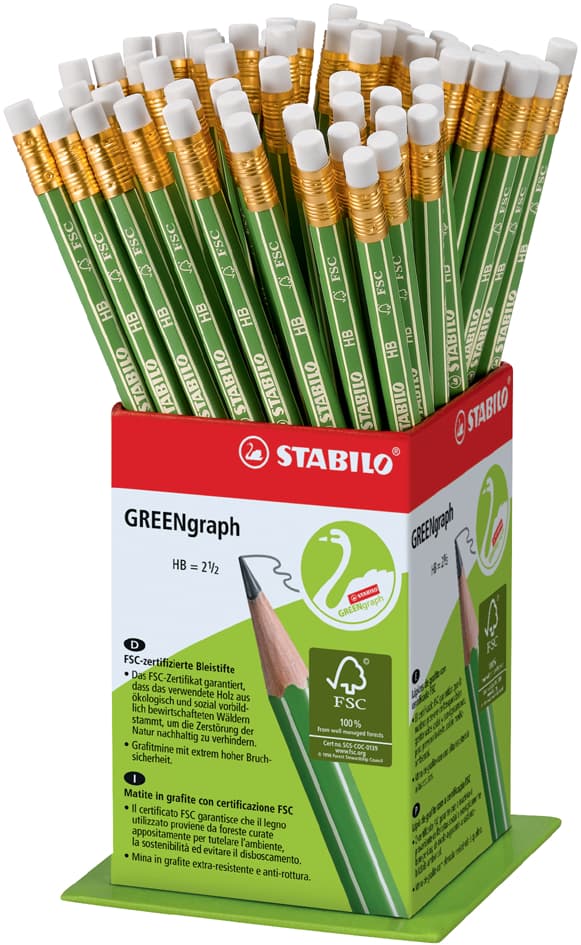 Stabilo Bleistift Greengraph, Härtegrad: Hb, 60er Display
