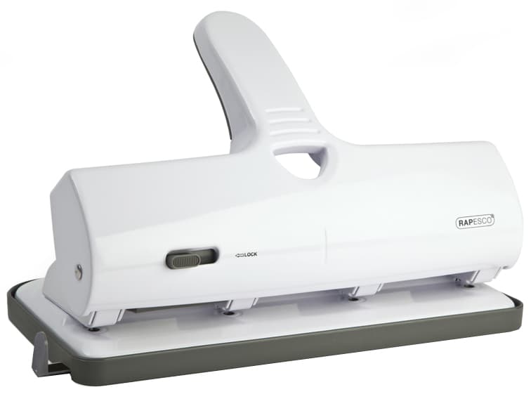 Rapesco Vierfachlocher Alu 40, 40 Blatt, Weiß