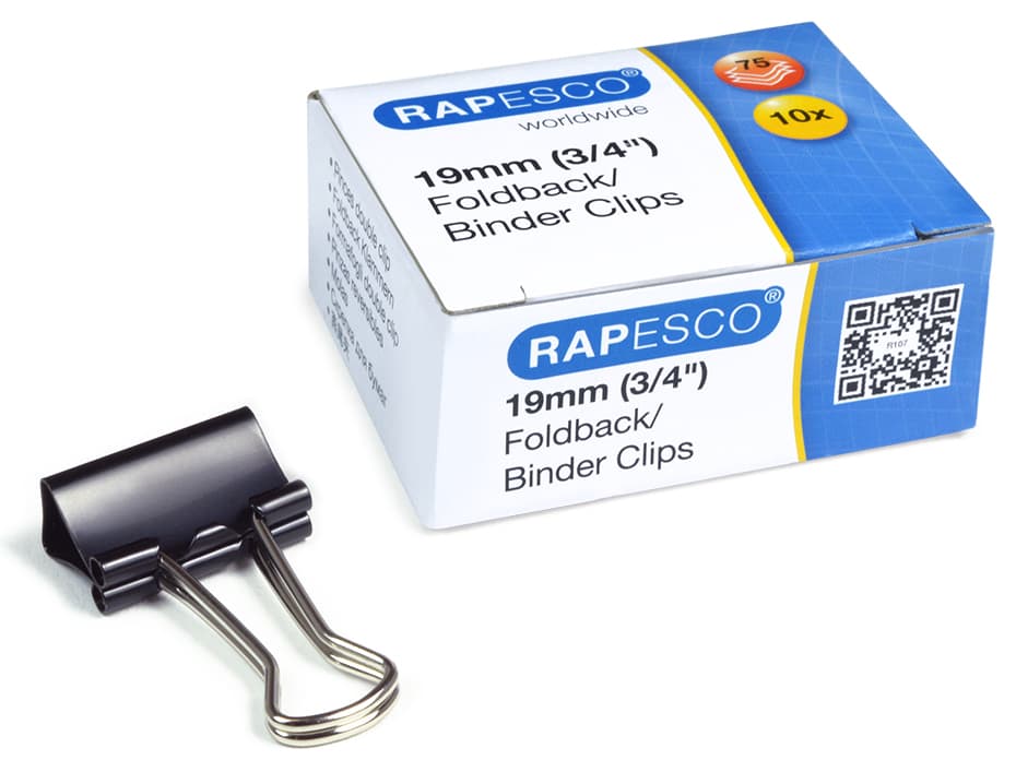 Rapesco Foldback-Klammern, Breite: 50 Mm, Schwarz