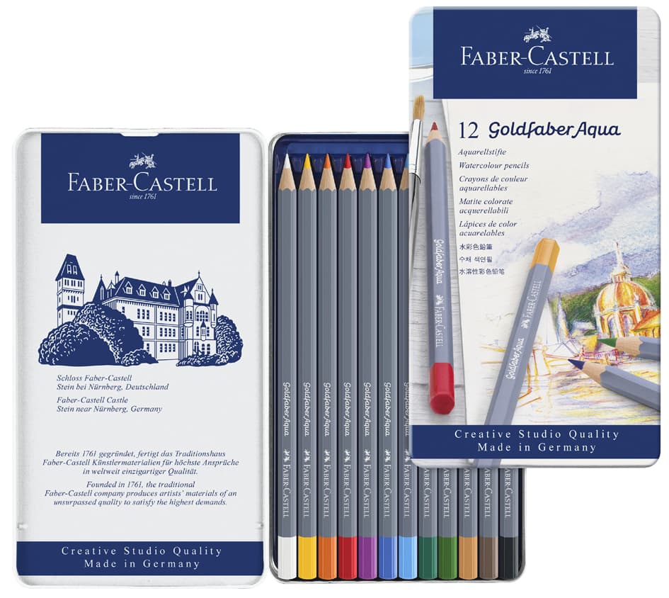 Faber-Castell Aquarellstifte Goldfaber, 12er Metalletui