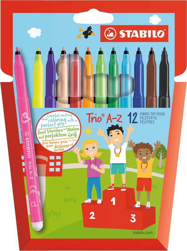 Stabilo Fasermaler Trio A-Z, 12er Kartonetui