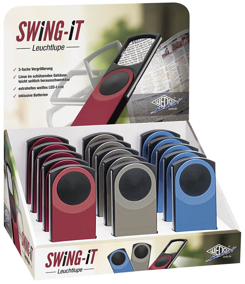 Wedo Rechtecklupe Swing-It Mit Led-Beleuchtung, 15er Display