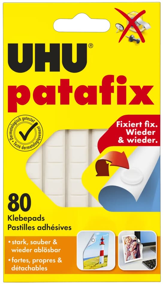 Uhu Klebepads Patafix, Wieder Ablösbar, Weiß