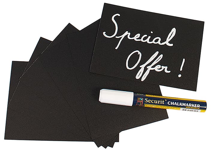 Securit Kreidetafelschild Din A5, Schwarz, 10er Set