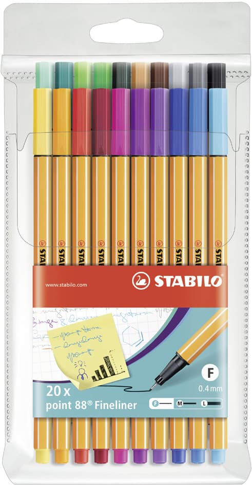 Stabilo Fineliner Point 88, 20er Kunststoffetui