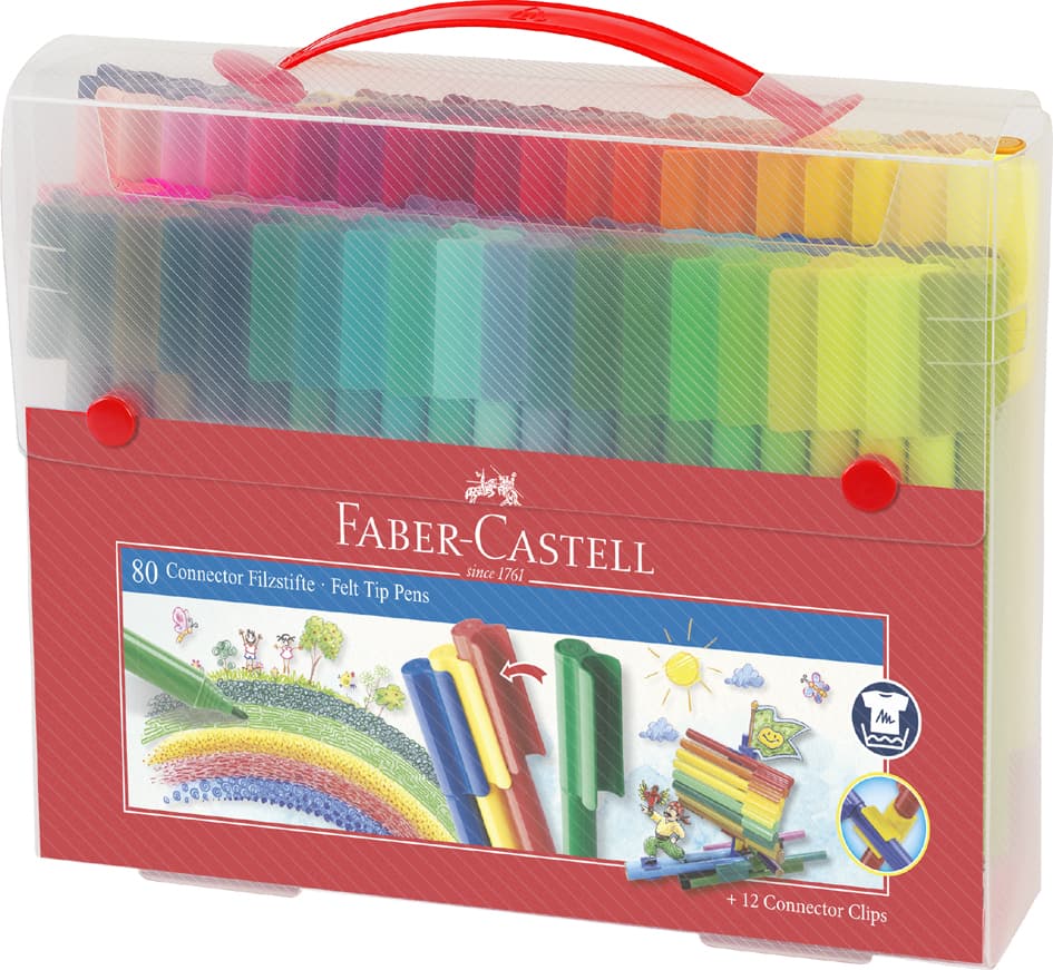 Faber-Castell Fasermaler Connector Pen, 80er Koffer