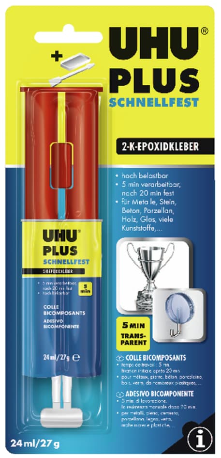 Uhu 2-Komponenten-Klebstoff Plus Schnellfest, 27 G Doppel-
