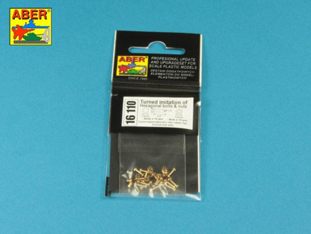 Turned Imitation Of Hexagonal Bolts & Nuts 1,6 X 4,0 Mm X 15 Pcs. And 1,6mm Nuts X 10 Pcs.