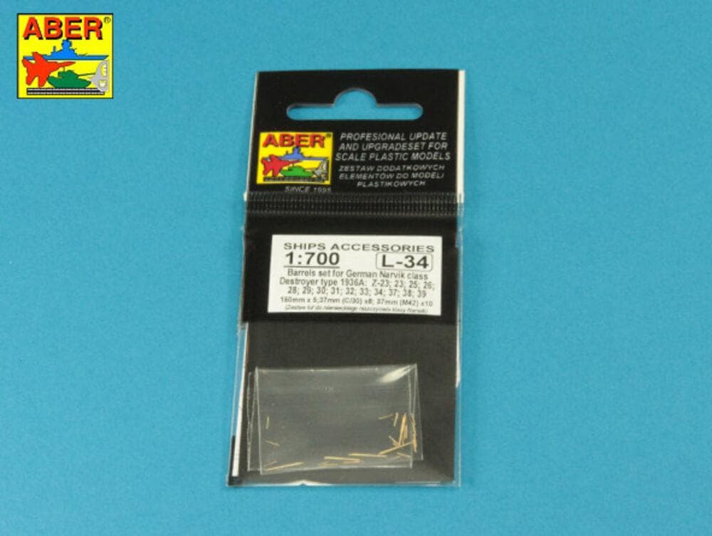 Barrels Set For German Zerstorer Z-25 1944 4 X 150mm. 8 X 37mm. 10 X 20mm