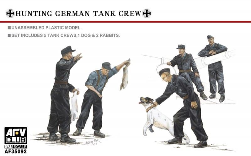 Hunting German Tank Crew-5 Figures With Dog