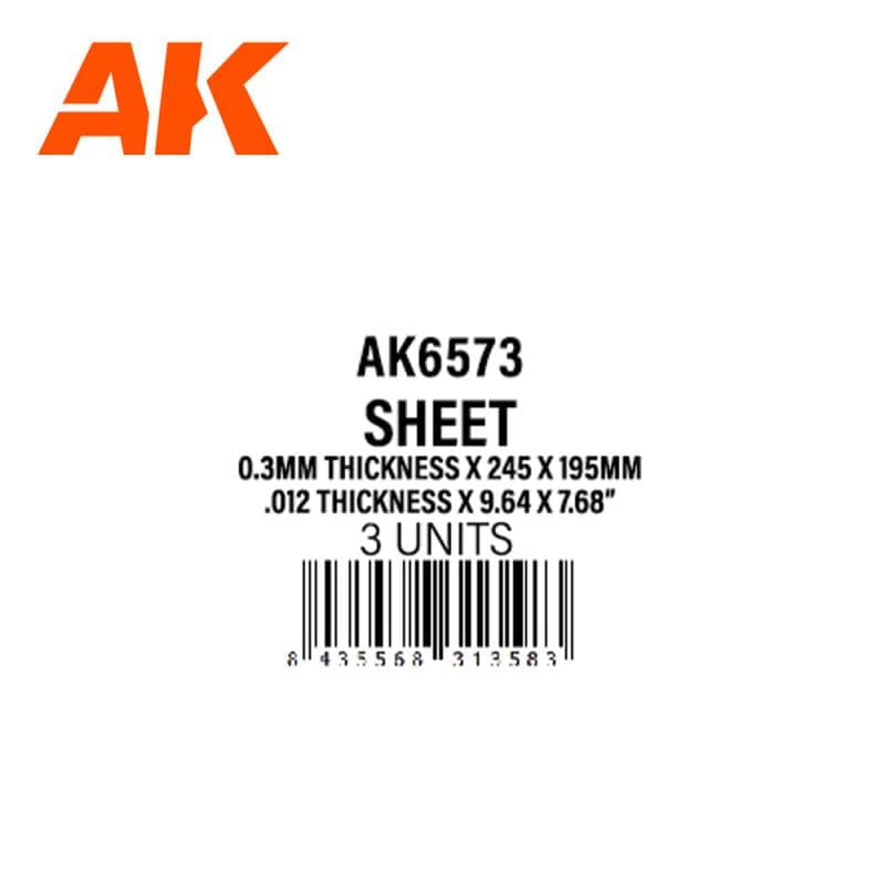 0.3mmthickness X 245 X 195mm - Styrene Sheet