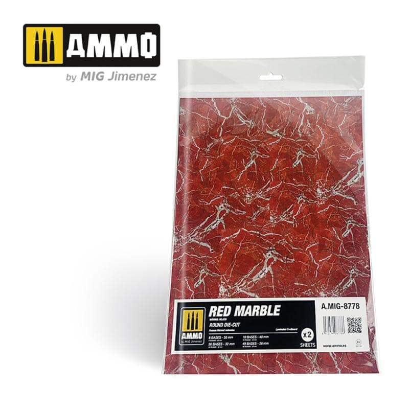 Red Marble. Round Die-Cut For Bases For Wargames - 2 Pcs