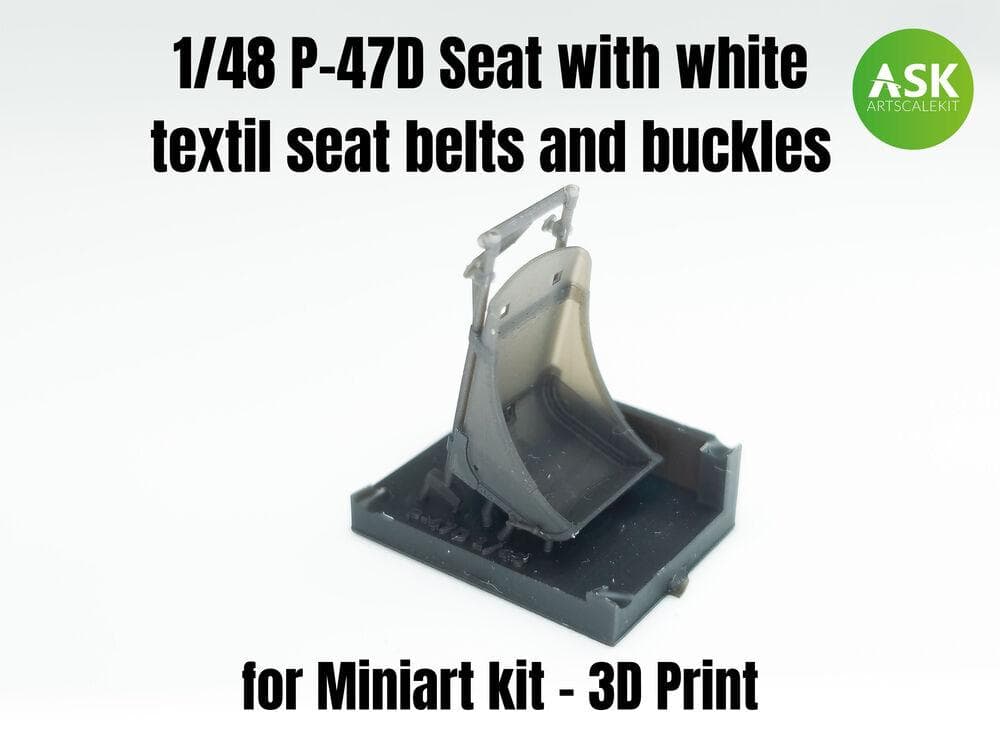 P-47d Seat With White Textil Seat Belts And Buckles