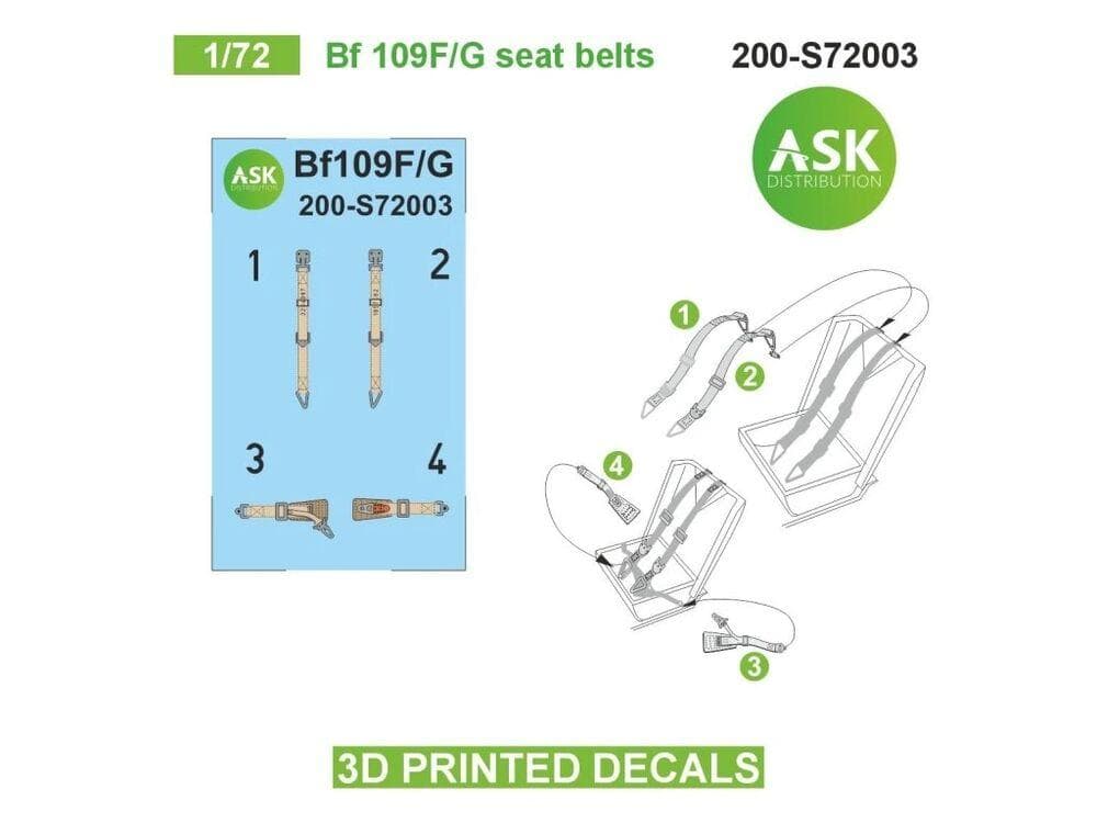 Bf 109f/G Seat Belts - 3d Printed Decals