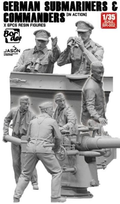 German Submarines & Commanders Set Of 6 Resin Figures