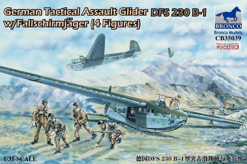 German Tactical Assault Glider Dfs 230 B-1 W/Fallschirmjäger (4 Figuren)