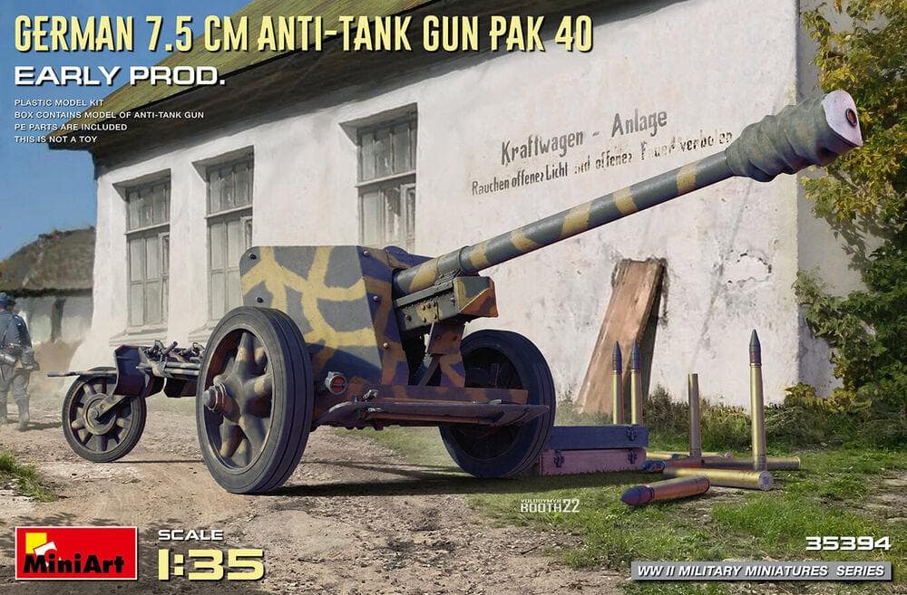 German 7.5cm Anti-Tank Gun Pak 40. Early Prod