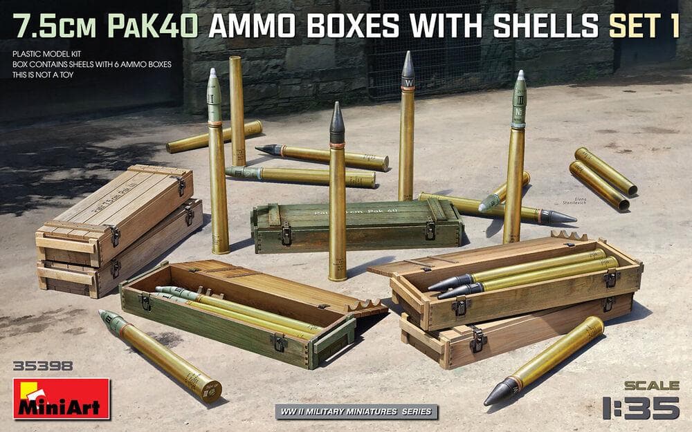 7.5cm Pak40 Ammo Boxes W/Shells Set 1