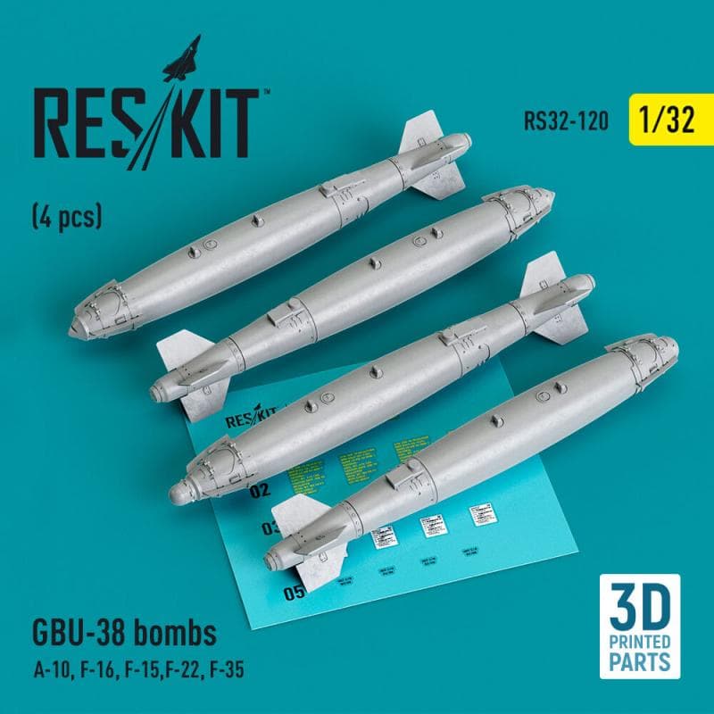 Gbu-38 Bombs (4 Pcs) (A-10, F-16, F-15,F-22, F-35) (3d Printed)