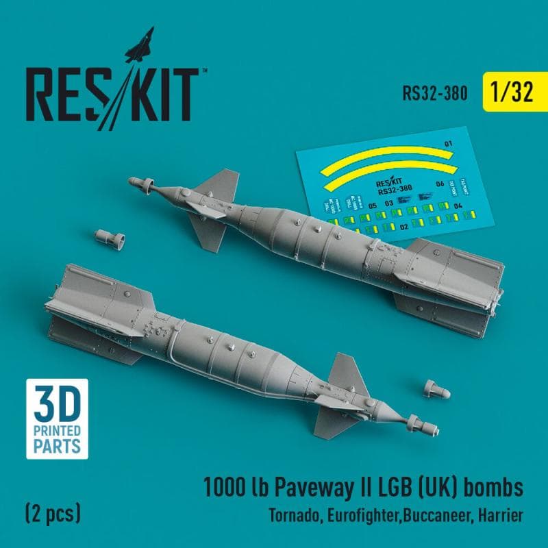 1000 Lb Paveway Ii Lgb (Uk) Bombs (2 Pcs) (Tornado, Eurofighter,Buccaneer, Harrier) (3d Printed)