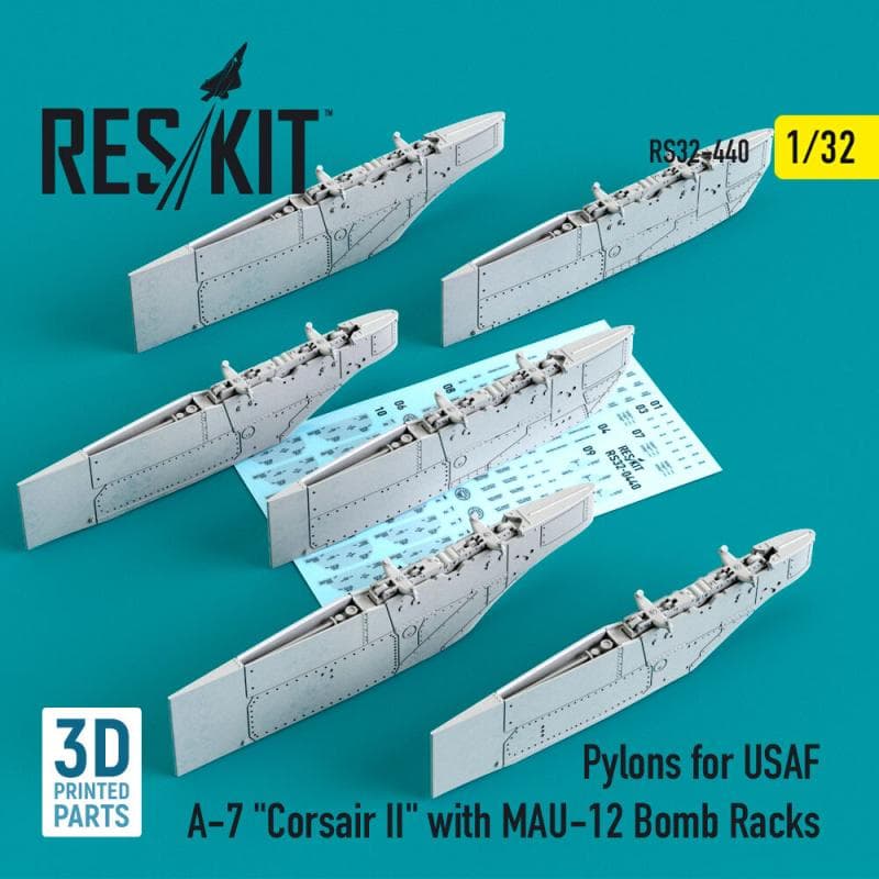 Pylons For Usaf A-7 Corsair Ii With Mau-12 Bomb Racks (3d Printed)