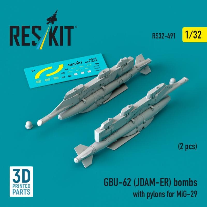 Gbu-62 (Jdam-Er) Bombs With Pylons For Mig-29 (2 Pcs) (3d Printed)