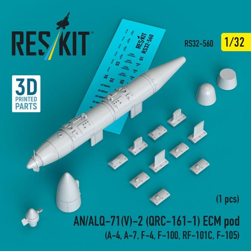 An/Alq-71(V)-2 (Qrc-161-1) Ecm Pod (1pcs) (A-4, A-7, F-4, F-100, Rf-101c, F-105) (3d Printed)