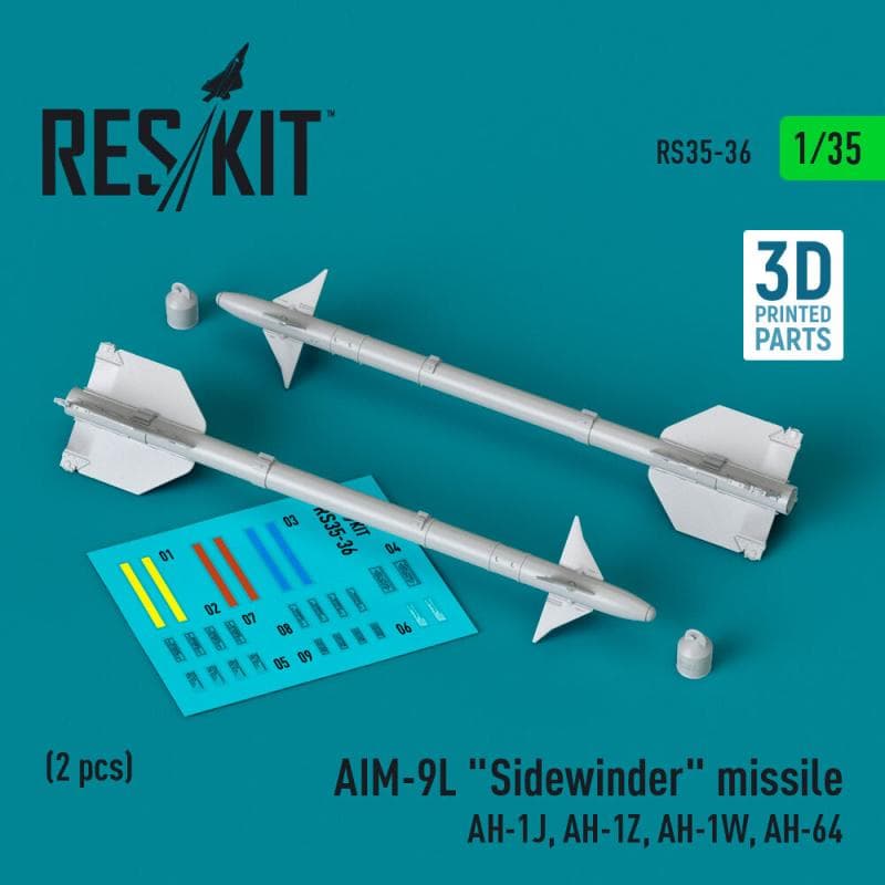 Aim-9l Sidewinder Missile (Ah-1j, Ah-1z, Ah-1w, Ah-64) (2 Pcs) (3d Printed)