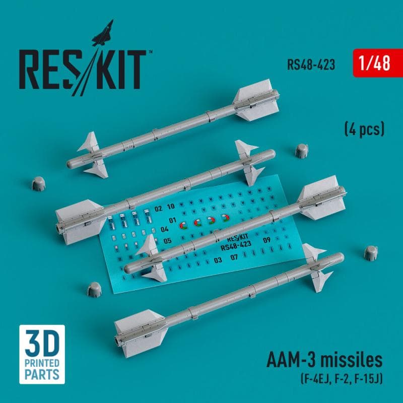 Aam-3 Missiles (4 Pcs) (F-4ej, F-2, F-15j) (3d Printed)