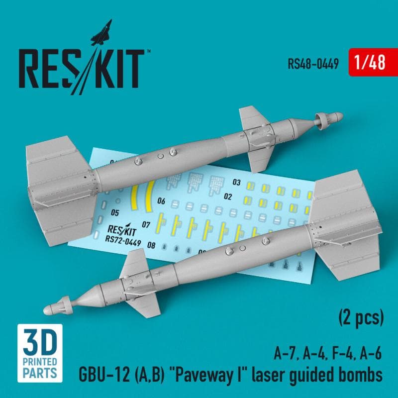 Gbu-12 (A,B) Paveway I Laser Guided Bombs (2 Pcs) (A-7, A-4, F-4, A-6) (3d Printed)