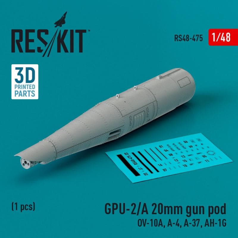 Gpu-2/A 20mm Gun Pod (1 Pcs) (Ov-10a, A-4, A-37, Ah-1g) (3d Printed)