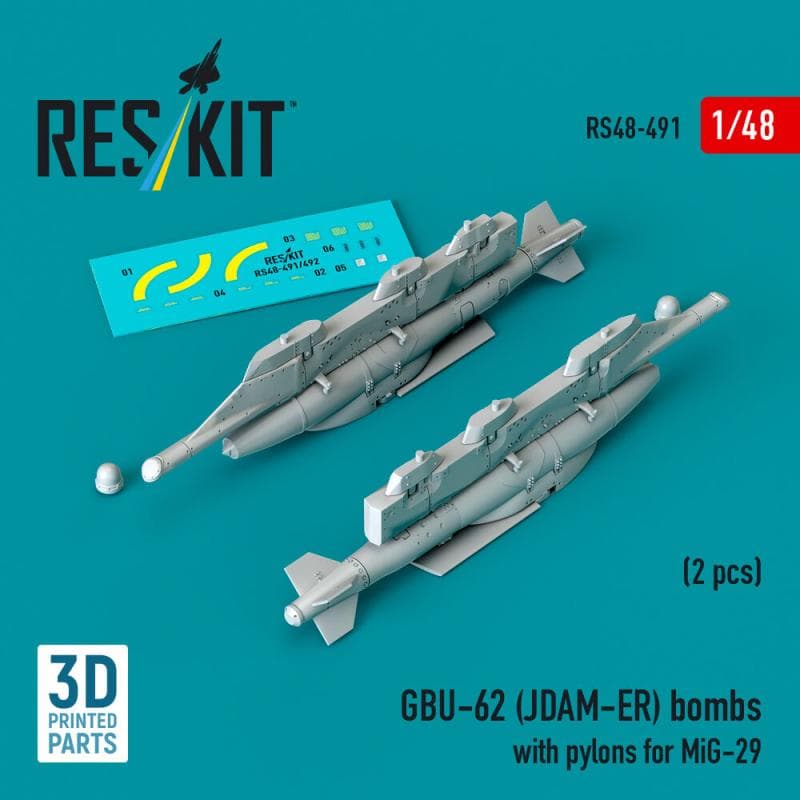 Gbu-62 (Jdam-Er) Bombs With Pylons For Mig-29 Fulcrum (2 Pcs) (3d Printed)